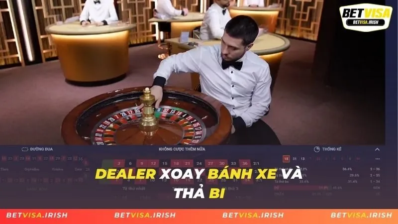 Dealer xoay bánh xe và thả bi