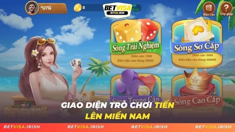 Giao diện trò chơi tiến lên miền nam